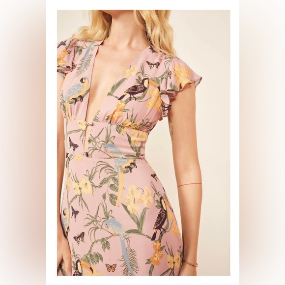 Reformation - Riegan midi dress conga print with ruffles - Picture 4 of 5